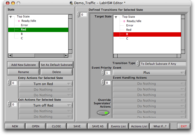 Renaming the Red state and assigning its actions.